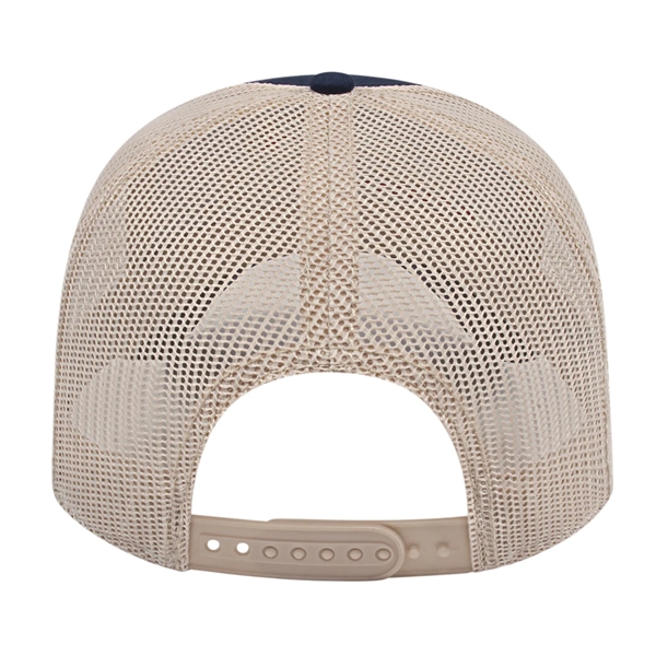 Medium profile chino twill six-panel mesh cap with American flag print... from ASI 43792 Cap America Inc