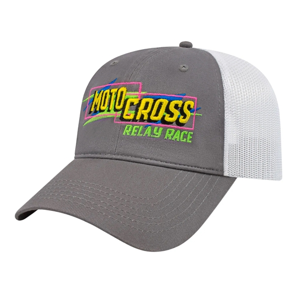 Low profile six panel unstructured washed chino twill cap with mesh... from ASI 43792 Cap America Inc