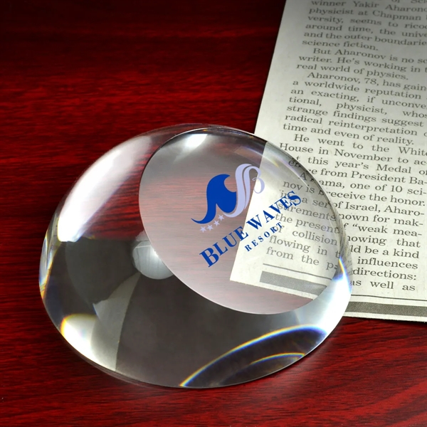 Slanted crystal glass magnifier paperweight offers a hands-free design.... from ASI 40544 Binaco