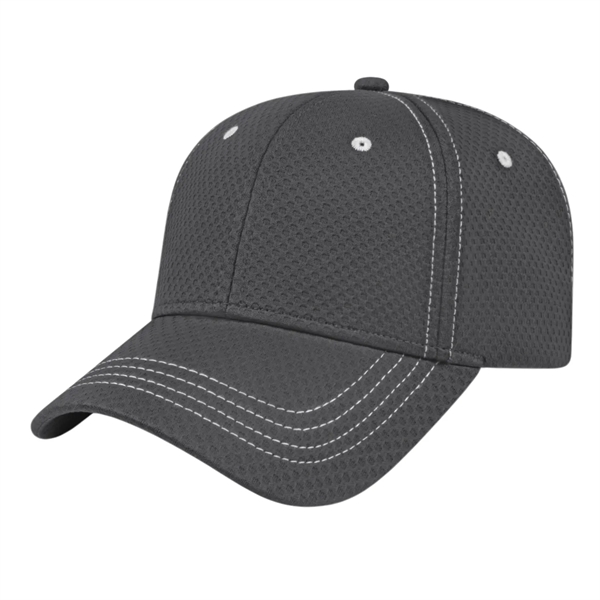 Medium profile six panel structured polyester cap with two-piece hook and... from ASI 43792 Cap America Inc