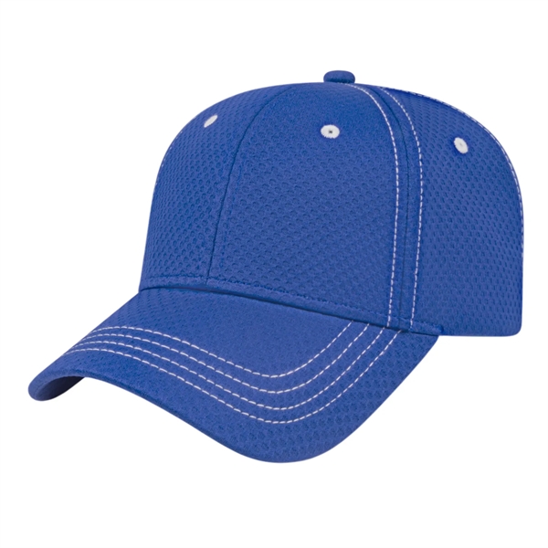 Medium profile six panel structured polyester cap with two-piece hook and... from ASI 43792 Cap America Inc