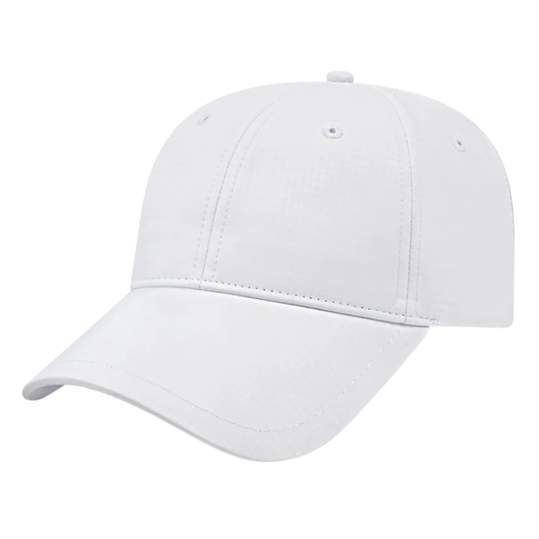 Medium profile six panel structured polyester cap with moisture wicking fabric,... from ASI 43792 Cap America Inc