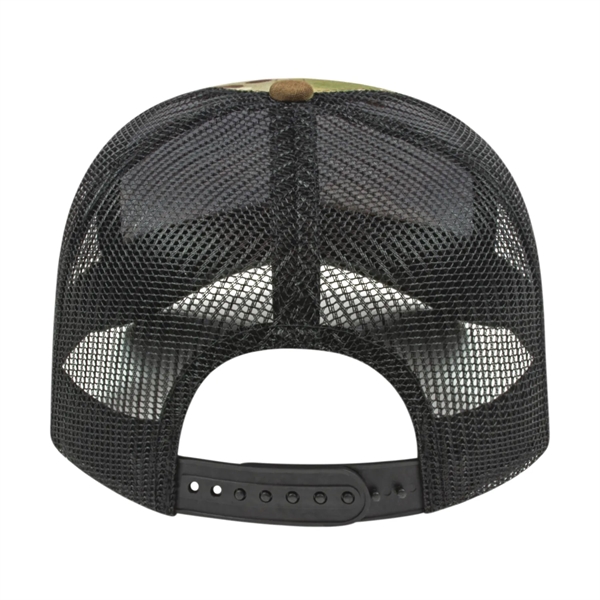 Multicam® cotton-polyester six-panel structured mesh cap with modified flat bill visor... from ASI 43792 Cap America Inc