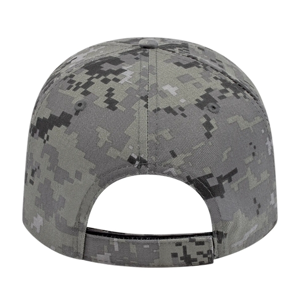 Medium profile six panel structured cap with digital camouflage print, fabric... from ASI 43792 Cap America Inc