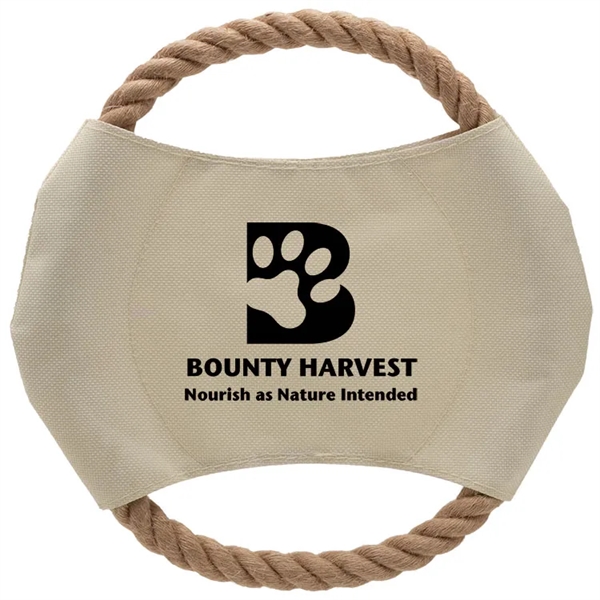 Khaki colored toss and chew dog disc with tan rope.... from ASI 62190 Illini