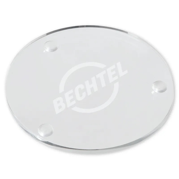 3 1/2" round laser etched glass beverage coaster... from ASI 57655 STOPNGO Line