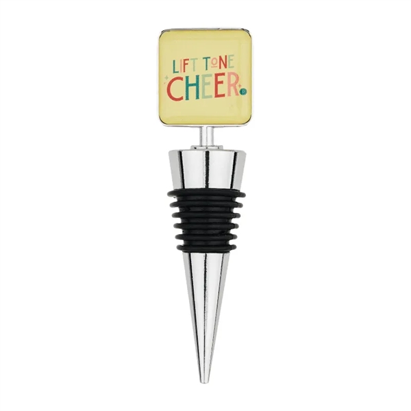 Square topper wine stopper made of heavy-duty zinc with black rubber... from ASI 57655 STOPNGO Line