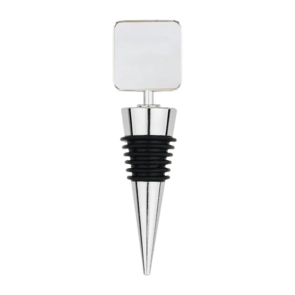 Square topper wine stopper made of heavy-duty zinc with black rubber... from ASI 57655 STOPNGO Line