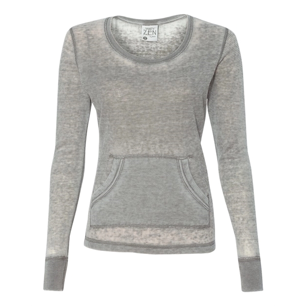 Women's vintage zen thermal long sleeve T-shirt with acid washing. Blank... from ASI 84358 S&S Activewear