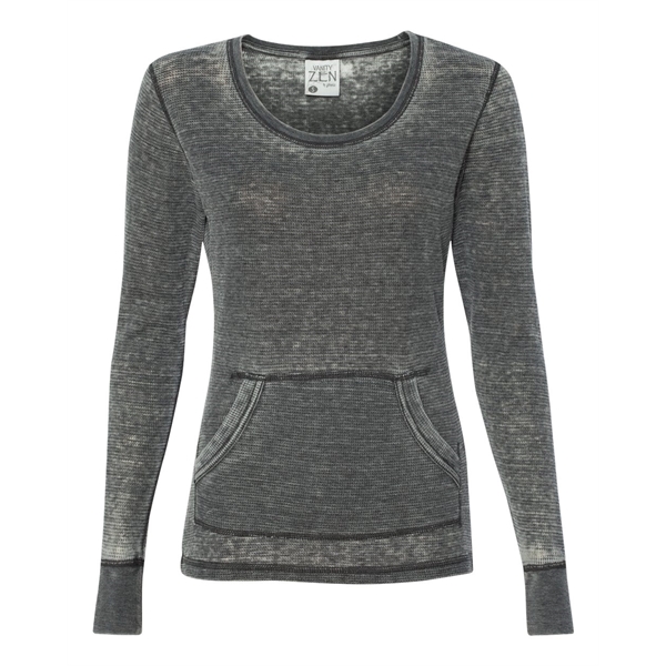 Women's vintage zen thermal long sleeve T-shirt with acid washing. Blank... from ASI 84358 S&S Activewear