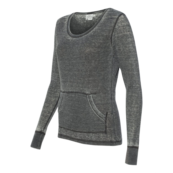 Women's vintage zen thermal long sleeve T-shirt with acid washing. Blank... from ASI 84358 S&S Activewear