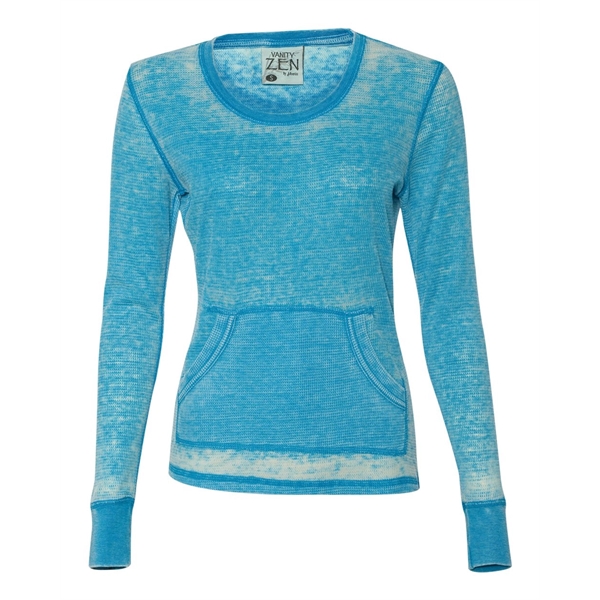 Women's vintage zen thermal long sleeve T-shirt with acid washing. Blank... from ASI 84358 S&S Activewear