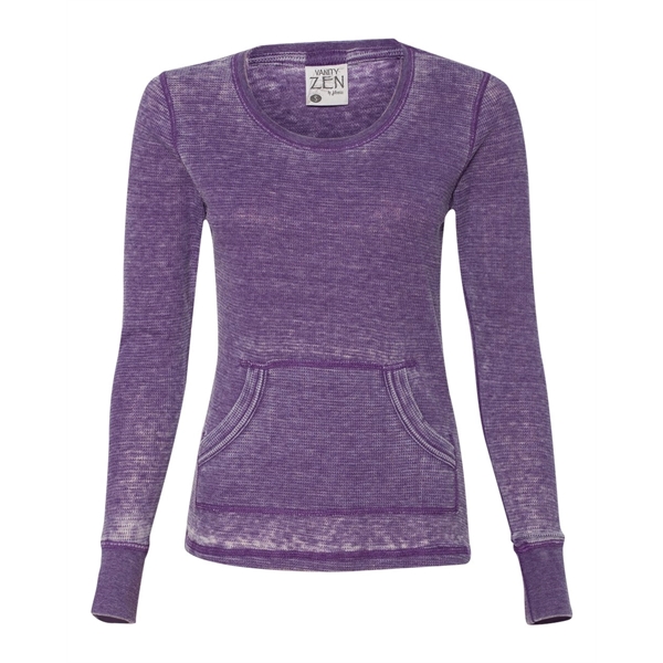Women's vintage zen thermal long sleeve T-shirt with acid washing. Blank... from ASI 84358 S&S Activewear