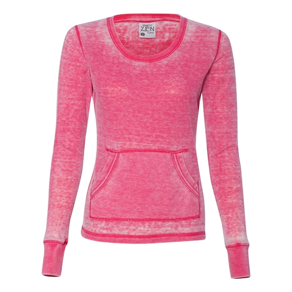 Women's vintage zen thermal long sleeve T-shirt with acid washing. Blank... from ASI 84358 S&S Activewear