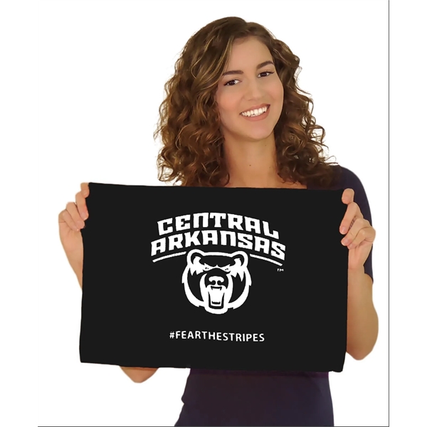 Rally towel measuring 10" x 16" with a hemmed terry loop... from ASI 91605 Towel Specialties / Xpress Towels Powered by Towel Specialties