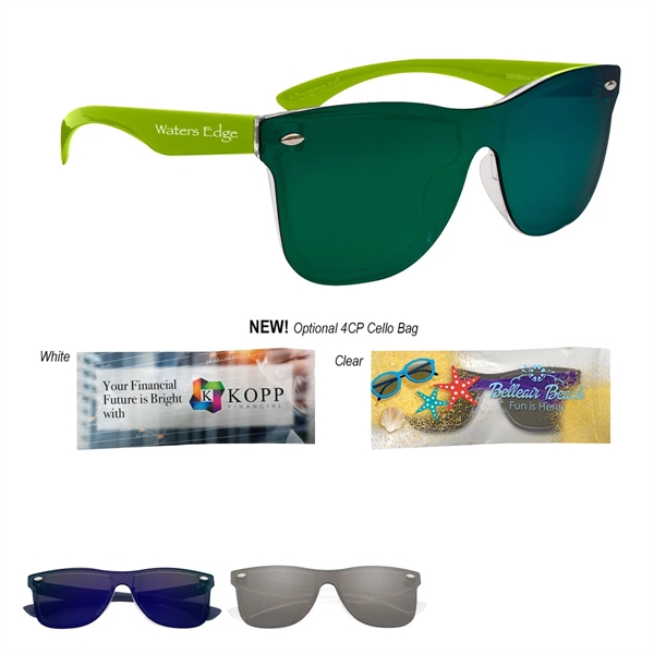 Sunglasses with shield mirrored UV400 lenses that provide 100% UVA and... from ASI 61125 Hit Promotional Products / Hit®