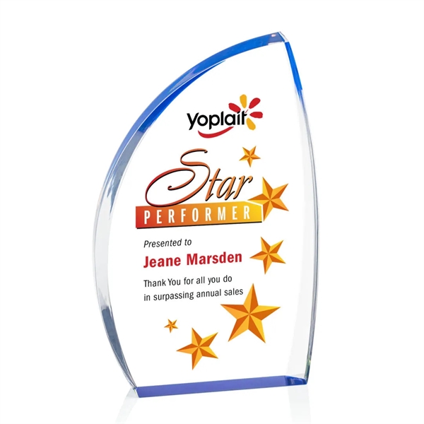 The Duncan VividPrint™ Award features solid clear acrylic with blue accent... from ASI 84592 St Regis Group / St Regis