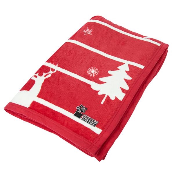 Polyester Christmas themed blanket in assorted colors.... from ASI 61125 Hit Promotional Products / Hit®