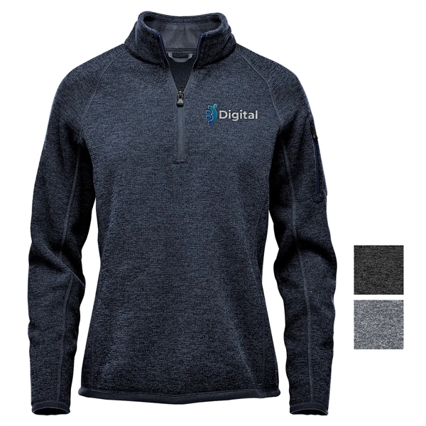 Women's pullover with a 1/4 zip design, brushed interior, zippered sleeve... from ASI 61125 Hit Promotional Products / Hit®