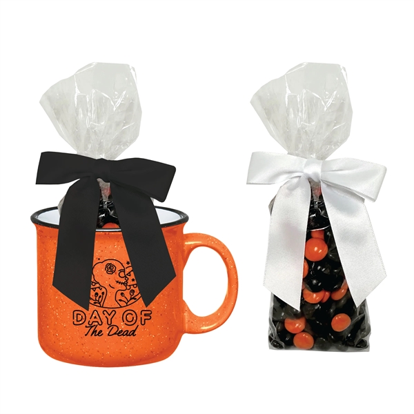 Ceramic 15 ounce handled orange and black mug with milk chocolate... from ASI 61125 Hit Promotional Products / Hit®