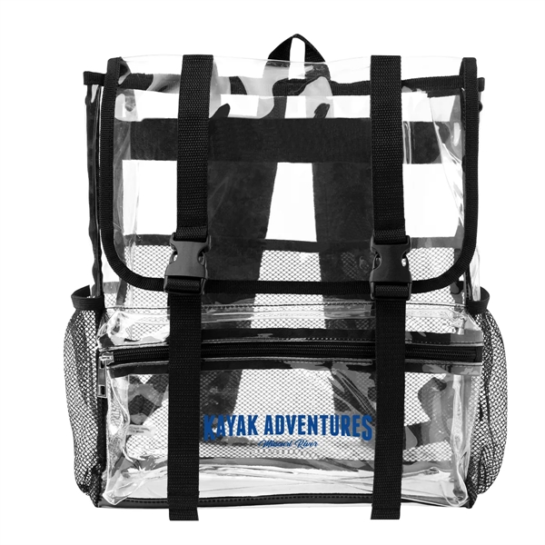 Clear PVC backpack with zipper closure, front zip compartment, padded and... from ASI 61125 Hit Promotional Products / Hit®