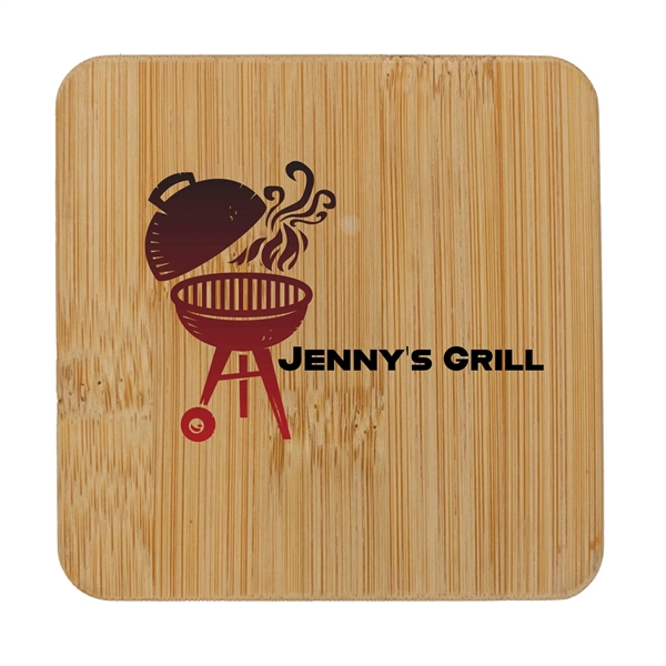 Bamboo square coaster & metal bottle opener with full color digital... from ASI 54040 Fey Promo