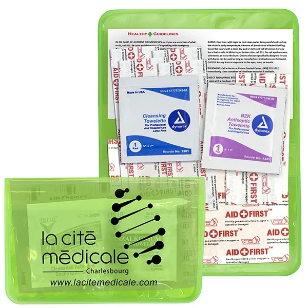 10 piece first aid kit packaged inside a vinyl pouch... from ASI 62660 Innovation Line