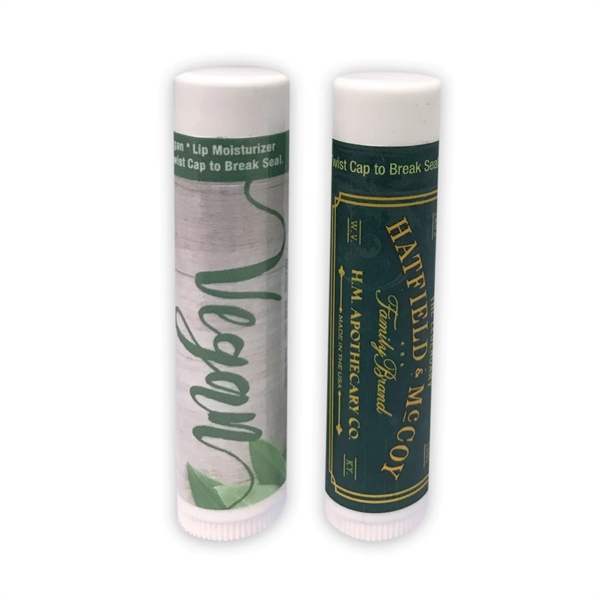 Cruelty-free moisturizing vegan lip balm plus full color label on wrap... from ASI 37218 Athena Promo (tm)