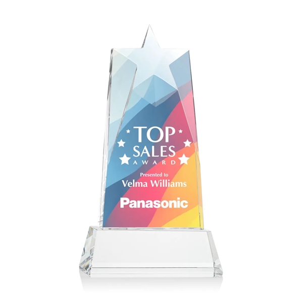 Our prestigious Thick Optical Crystal Millington Star VividPrint™ Award on base... from ASI 84592 St Regis Group / St Regis