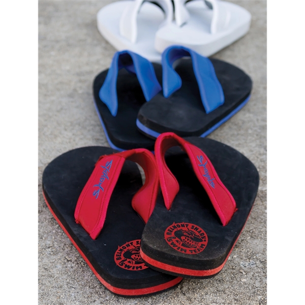 Flip flops that feature a recessed 18mm EVA sole with arch... from ASI 73520 Neet Feet / Neet Feet