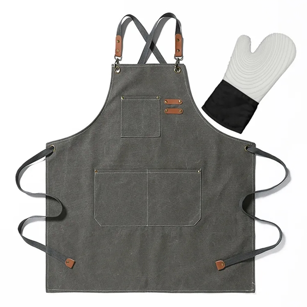 Premium Canvas Apron & Premium Oven Mitt Apron Color Option: Black.... from ASI 36558 Aprons, Etc.