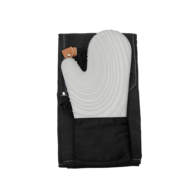 Premium Canvas Apron & Premium Oven Mitt Apron Color Option: Black.... from ASI 36558 Aprons, Etc.