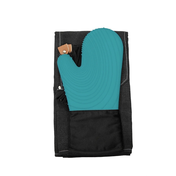 Premium Canvas Apron & Premium Oven Mitt Apron Color Option: Black.... from ASI 36558 Aprons, Etc.