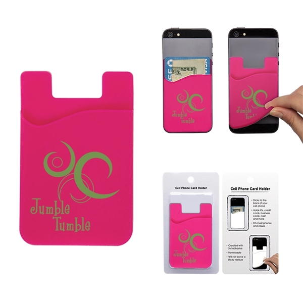 Silicone card holder for the back of a cell phone.... from ASI 62190 Illini