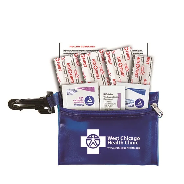 7 piece first aid kit with carabiner, bandages, towelettes and a... from ASI 62660 Innovation Line