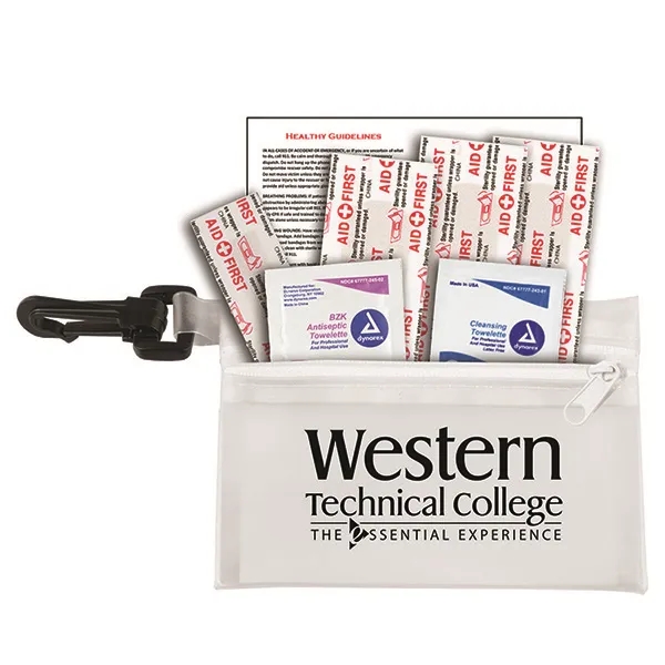 7 piece first aid kit with carabiner, bandages, towelettes and a... from ASI 62660 Innovation Line