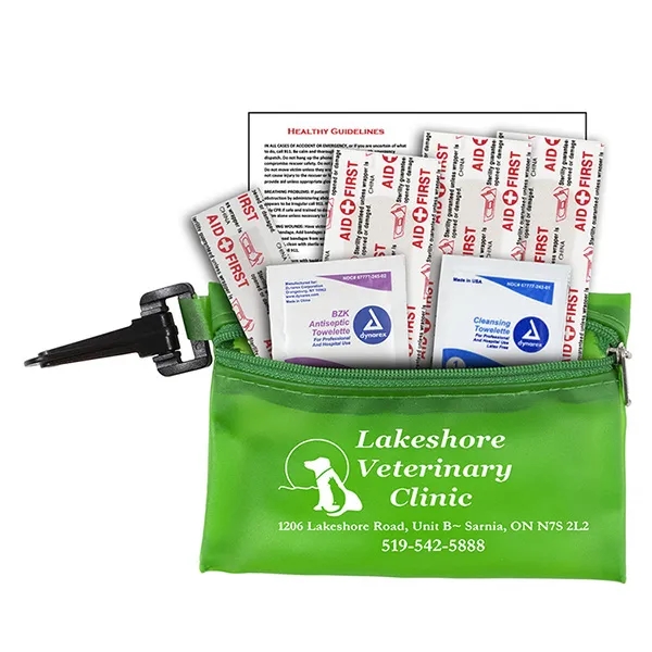 7 piece first aid kit with carabiner, bandages, towelettes and a... from ASI 62660 Innovation Line