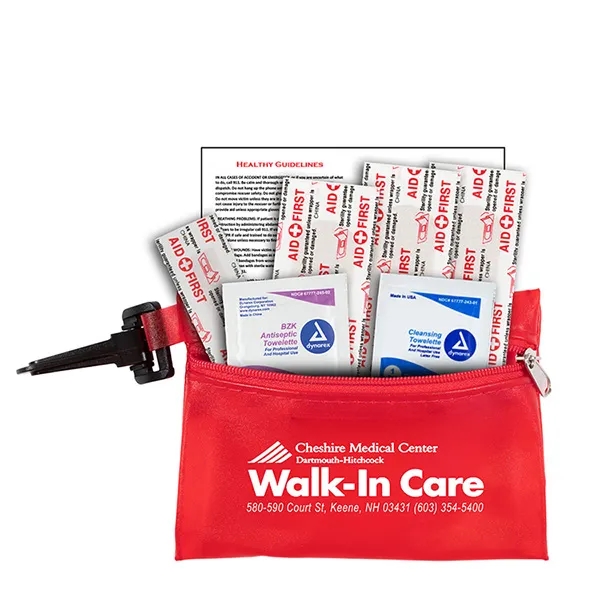 7 piece first aid kit with carabiner, bandages, towelettes and a... from ASI 62660 Innovation Line