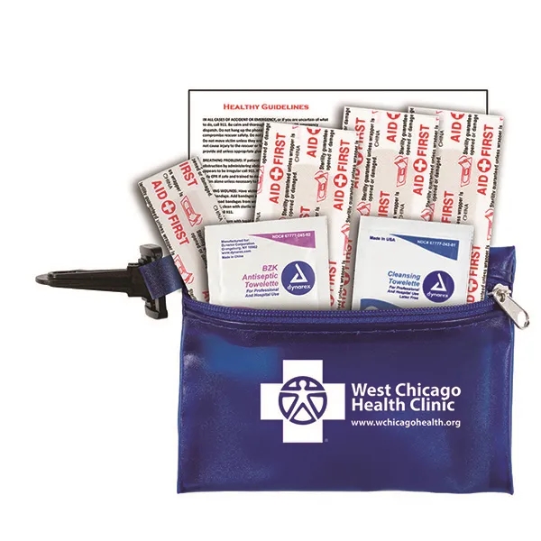7 piece first aid kit with carabiner, bandages, towelettes and a... from ASI 62660 Innovation Line