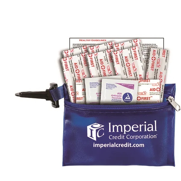 13 piece first aid kit with zippered pouch, bandages, antiseptic towelettes... from ASI 62660 Innovation Line