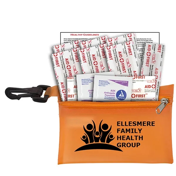 13 piece first aid kit with zippered pouch, bandages, antiseptic towelettes... from ASI 62660 Innovation Line