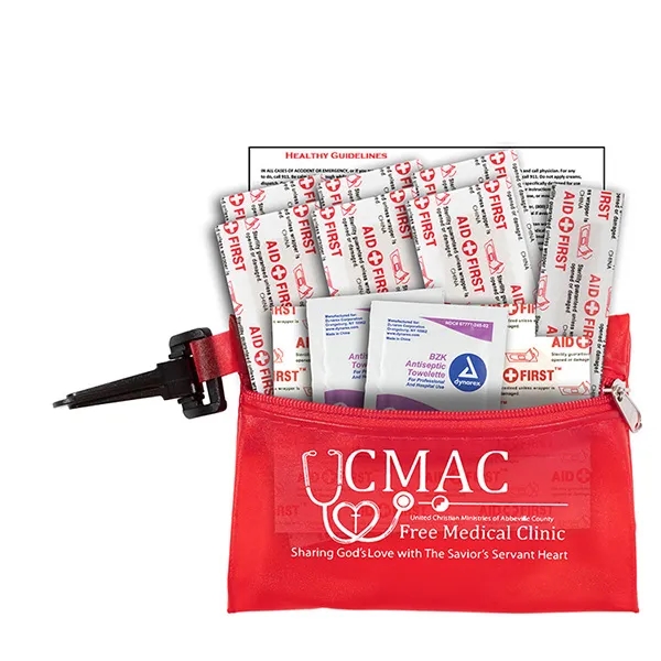 13 piece first aid kit with zippered pouch, bandages, antiseptic towelettes... from ASI 62660 Innovation Line