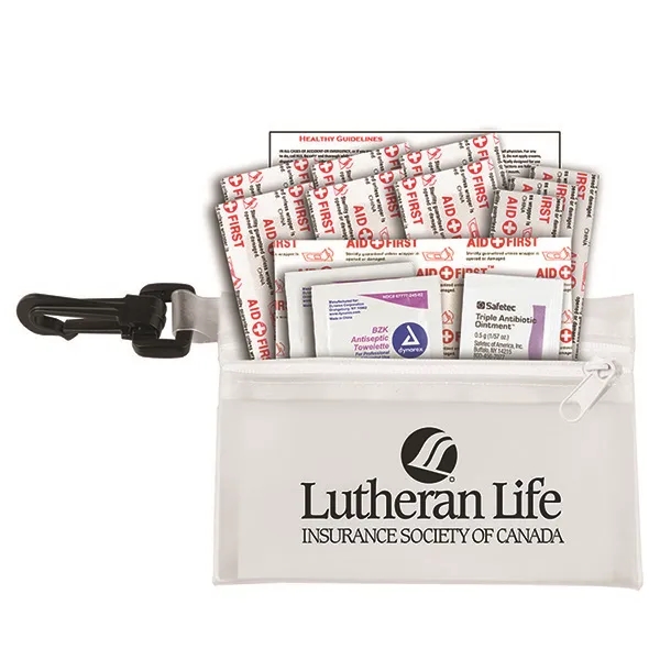 14 piece first aid kit with zippered pouch, bandages, antiseptic towelettes,... from ASI 62660 Innovation Line