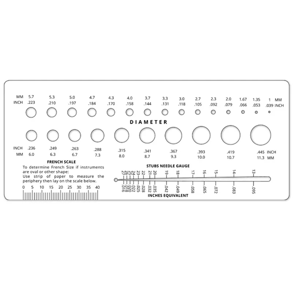 The French Catheter Scale is a convenient scale with die-cut French... from ASI 42393 Budgetcard Inc