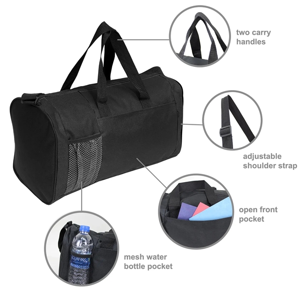 19" x 9.5" x 8" duffel bag with two-tone design, zippered... from ASI 37980 Bagworld