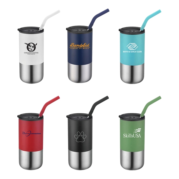 16 Oz Stainless Steel Tumbler with Straw... from ASI 34800 Alstar Creations