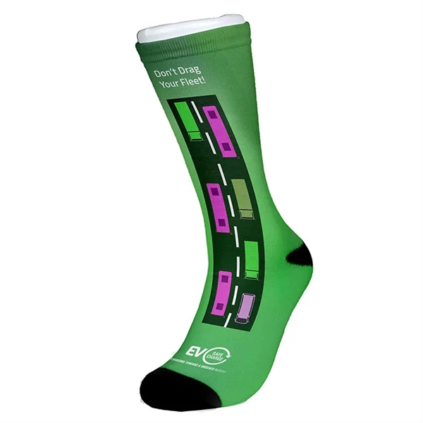 Pair of polyester, cotton and elastane dye sublimated dress socks.... from ASI 62660 Innovation Line