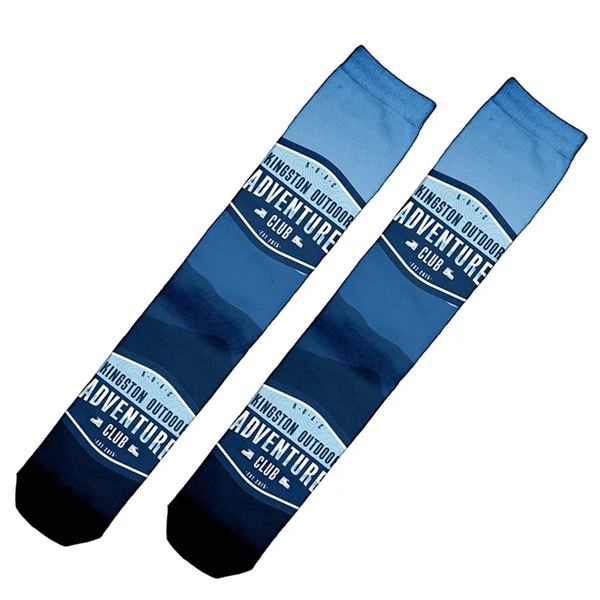 Pair of polyester, cotton and elastane dye sublimated dress socks.... from ASI 62660 Innovation Line