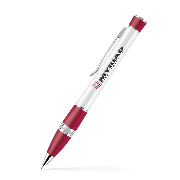 Sleek twist action pen with pearl coated white barrel.... from ASI 55583 GMG Pen / Ultra PENWORKS