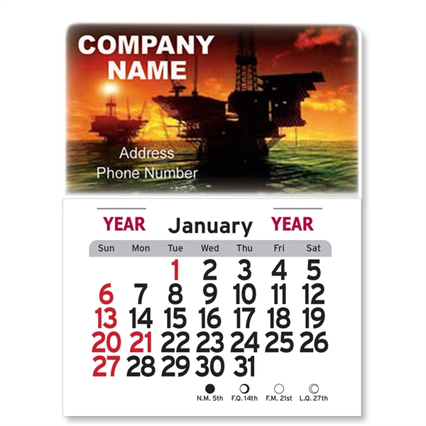 4"H x 3"W Peel-N-Stick® vinyl 12-month calendars with full-color digital imprint... from ASI 54040 Fey Promo / Fey Calendar Impressions